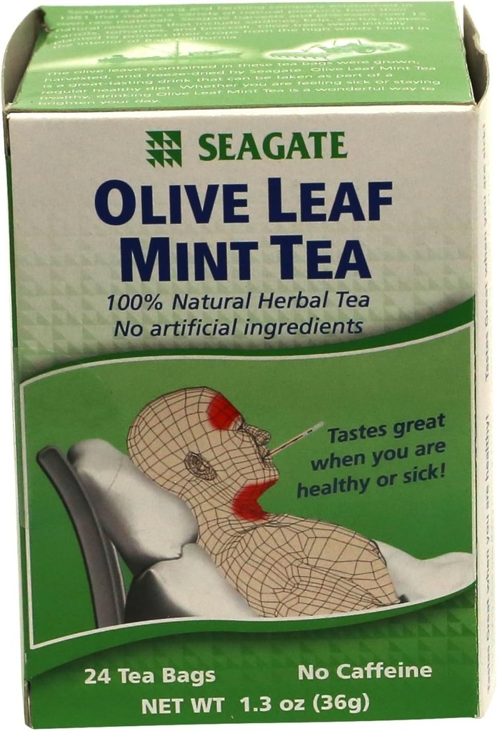 Seagate Products Olive Leaf Herbal Mint Tea 24 Count (paket med 1)