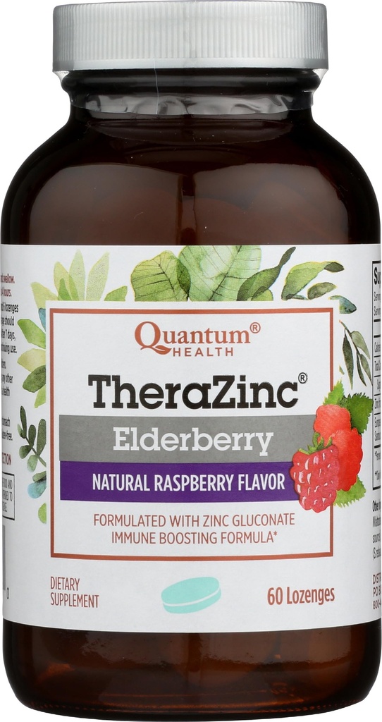 Quantum Health TheraZinc Elderberry Lozenges, tillverkad med Zink Gluconate för immunstöd, 60 Count