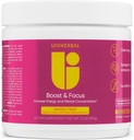 Universal U Boost & Focus Powder, Öka energi och kognitiv prestanda, Pre Workout, Custom Dosing, VIT B12, Niacin, Choline, L-Tyrosine, inga konstgjorda smaker, 30 portioner (Mango Twist)