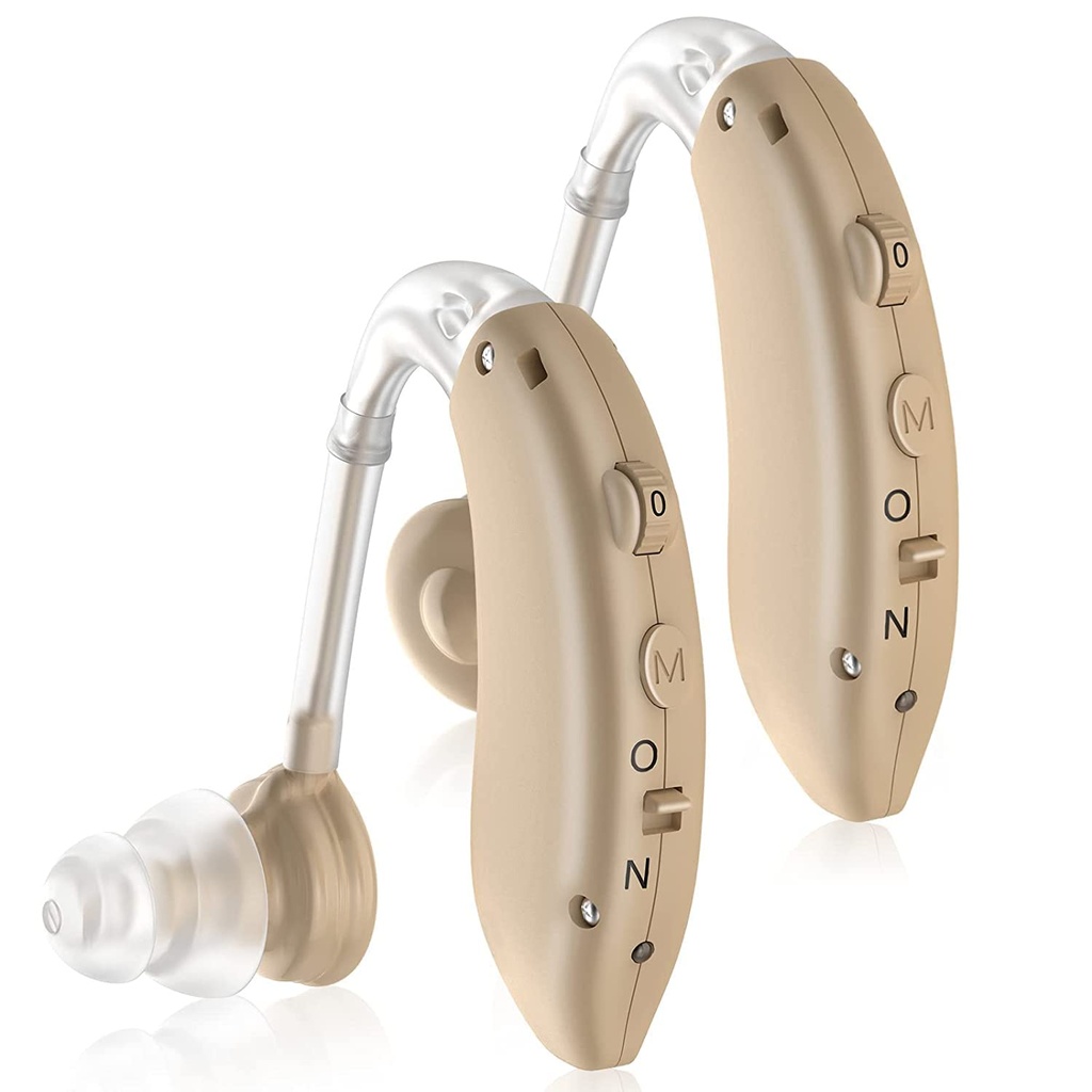 Hörapparater för seniorer, laddningsbar hörselförstärkare med bulleravbokning, Digital Ear Hearing Assist Devices with Volume Control (Flesh)