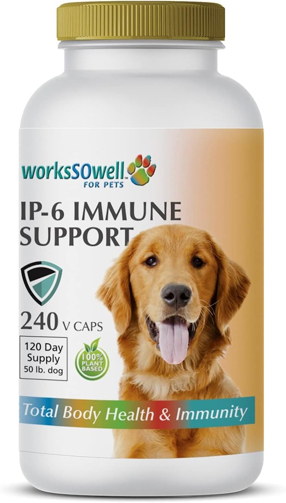 1-TDC WorksSoWell IP-6 Immune Support för hundar - 240 V-Caps - Hjälper till att främja hälsosamma ben, tänder, njure, leverfunktioner och kardiovaskulär hälsa - Total kroppshälsa och immunitet