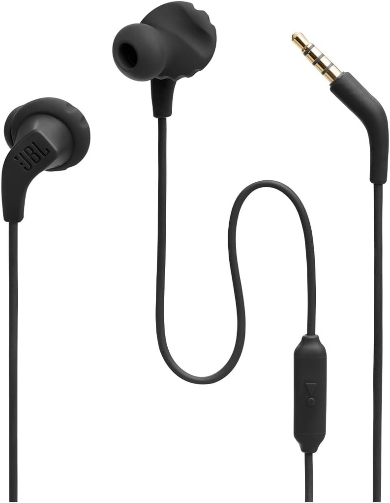 JBL Endurance Run 2 Wired - Waterproof Wired Sports in-Ear Headphones, Pure Bass Sound, Hands-Free Calls, Never Hurt. Aldrig falla ut.