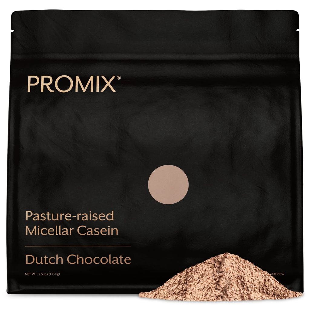 ProMix Nutrition Casein Protein Powder, Chocolate - Grass-Fed - Slow & Sustained Recovery Post Workout Fitness - Shakes, Smoothies, Baking & Cooking Recept - Gluten-Free - 2,5 Pound (Pack of 1)