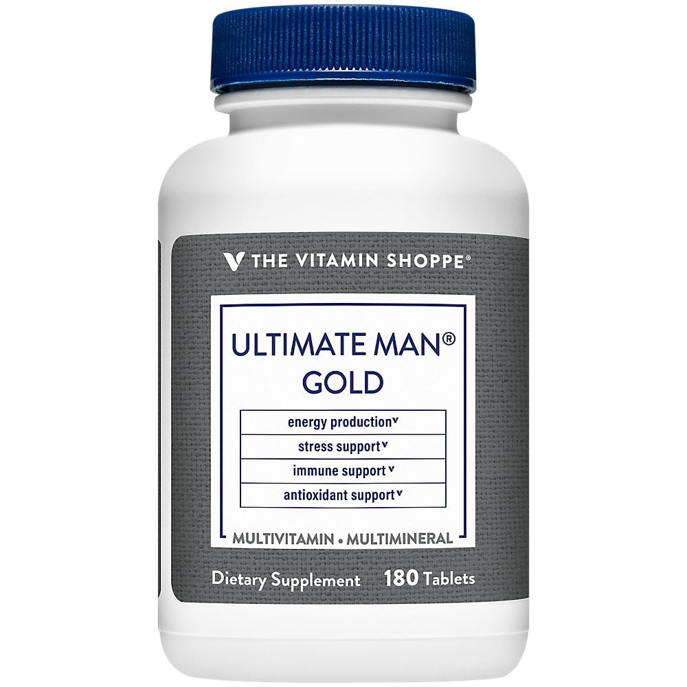 Vitamin Shoppe Ultimate Man Multivitamin - High Potency Energy & Antioxidant Blend - Comprehensive Daily Multi-Mineral Supplement för Optimal Mäns hälsa - Gluten & Dairy Free (180 tabletter)