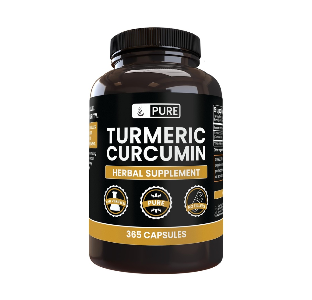PURE ORIGINAL INGREDIENTS Turmeric Curcumin (365 kapslar) No Magnesium eller Rice Fillers, Always Pure, Lab Verified