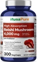 NusaPure Reishi Mushroom Extract 20:1 Extrakt, 200 mg Equivalent till 4000mg per kapsel 300 Veggie Caps Vegan, Non-GMO, Vegan