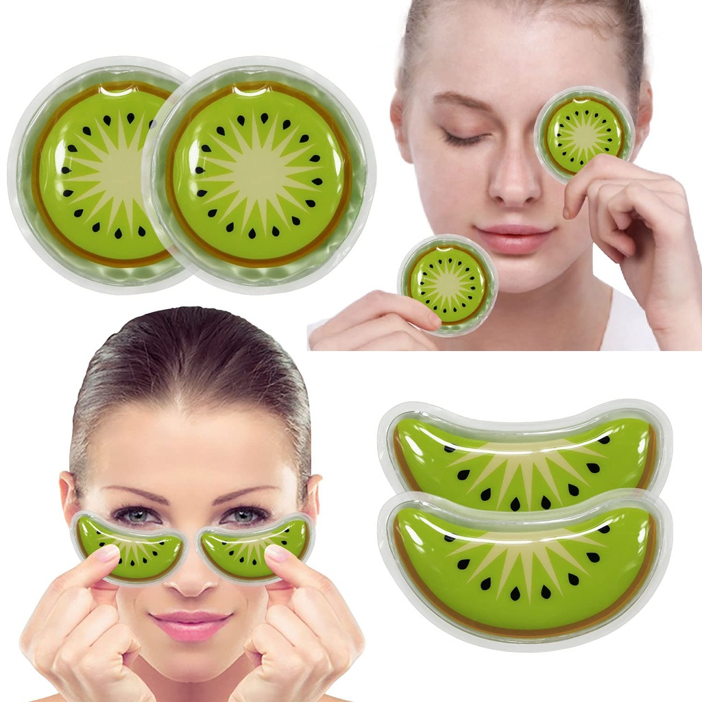 Gel Ice Pack Återanvändbar kylning ögonplattor och under ögonplattor,Eye Hot Cold Treatment Pack för rodnad, vanlig lättnad och ögonavslappning (Kiwi)