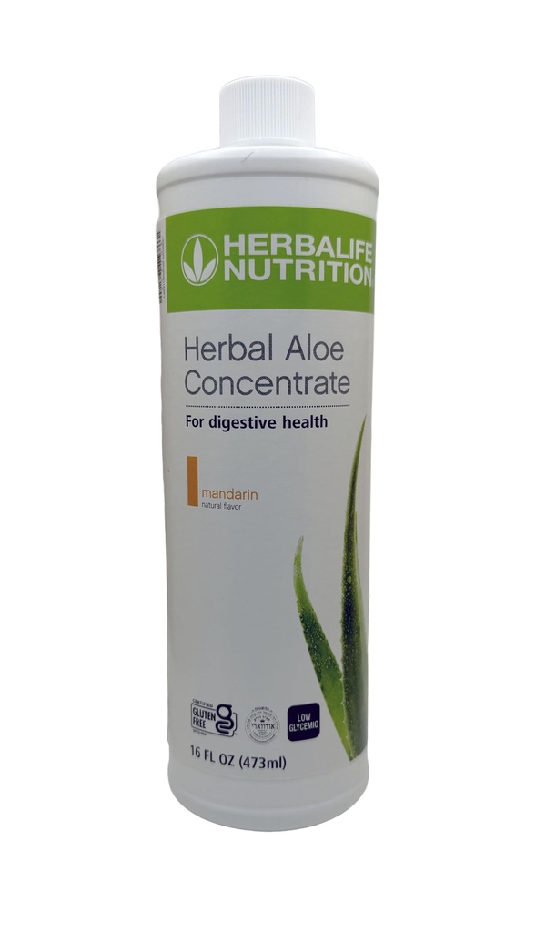Herbalife Aloe Concentrate Pint: Mandarin Flavor 16 FL Oz (473 ml) för Digestive Health med Premium-Quality Aloe, Gluten-Free, 0 Kalorier, 0 Sugar, naturligt smaksatt