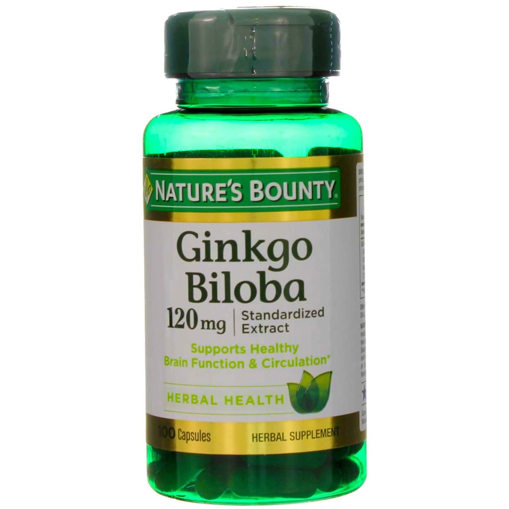 Naturens Bounty Ginkgo Biloba 120 mg dubbel styrka - 100 kapslar, paket med 2