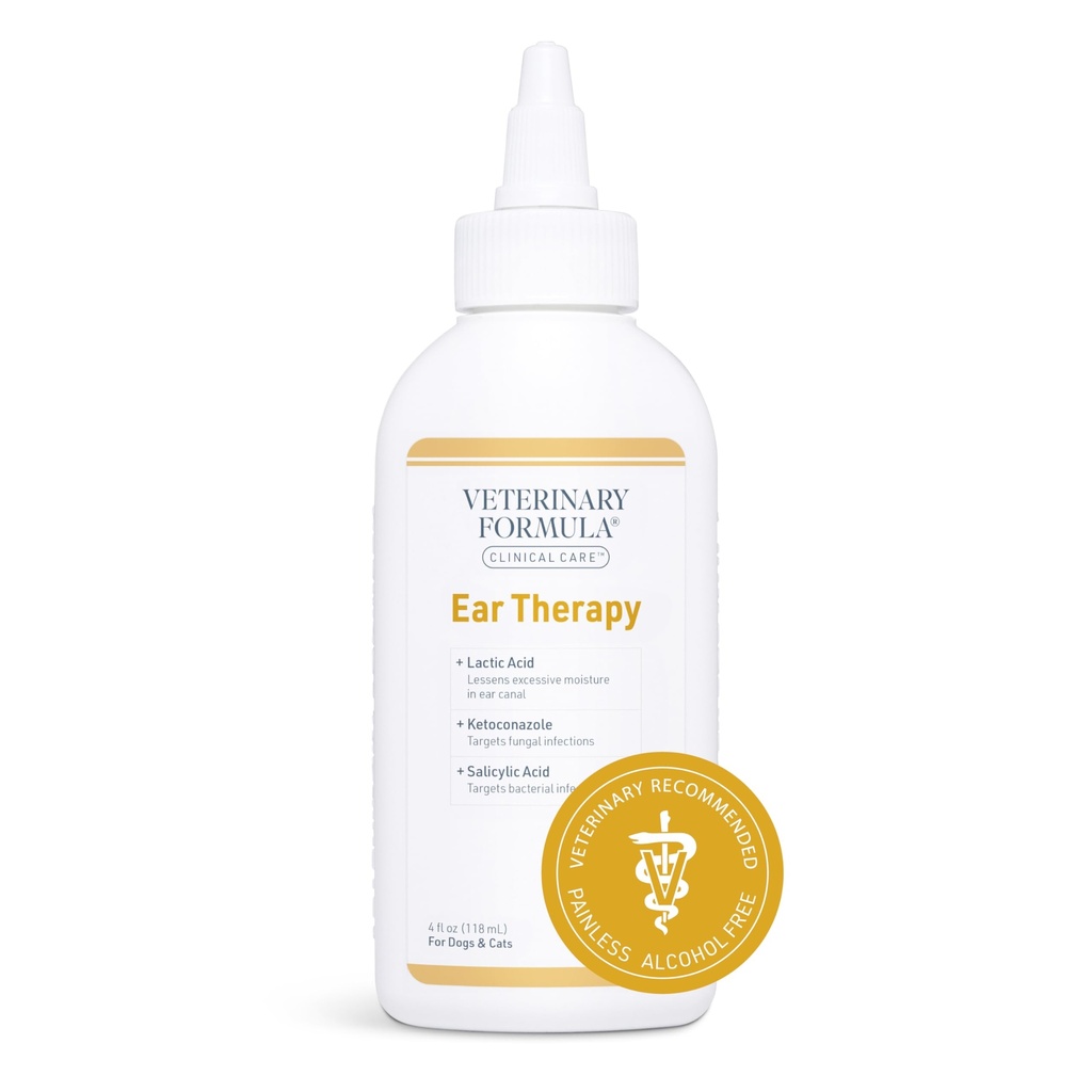 Veterinär Formel Clinical Care Ear Therapy, 4 oz. - Cat och Dog Ear Cleaner för att hjälpa lugna klådan och rengör öronkanalen från skräp och uppbyggnad som kan orsaka infektion