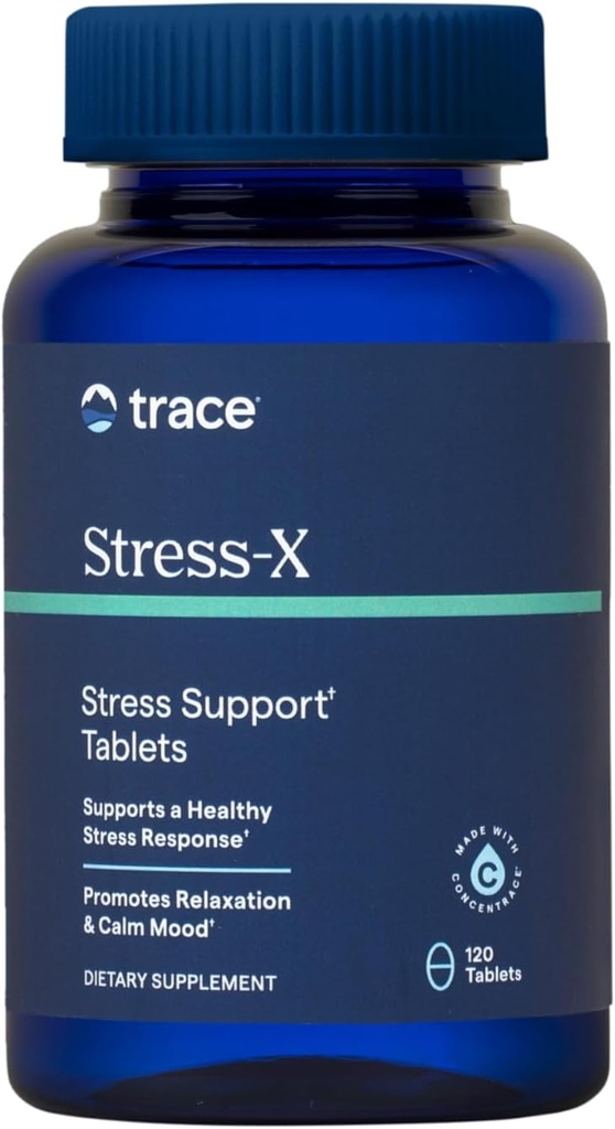 Trace Minerals Stress-X - Dietary Supplement med Dietary Fiber & Trace Minerals - Magnesium Supplement för Sleep Health Support - Formel med vitamin A, B12, D & More - 120 tabletter (30 portioner)
