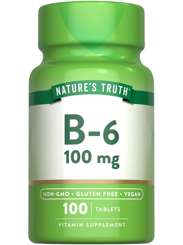 Naturens sanning B6-vitamin | 100mg | 100 tabletter | Vegan, icke-GMO & Gluten fri tillägg