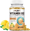 Vitamin B2 Gummies Riboflavin 400mg Supplement för barn & vuxna - Magnesium Glycinate, Zink, CoQ10, Vitamin B12 - Migraine Relief & Energy, Nervous System Support, Sugar Free Lemon Flavor, 60ct