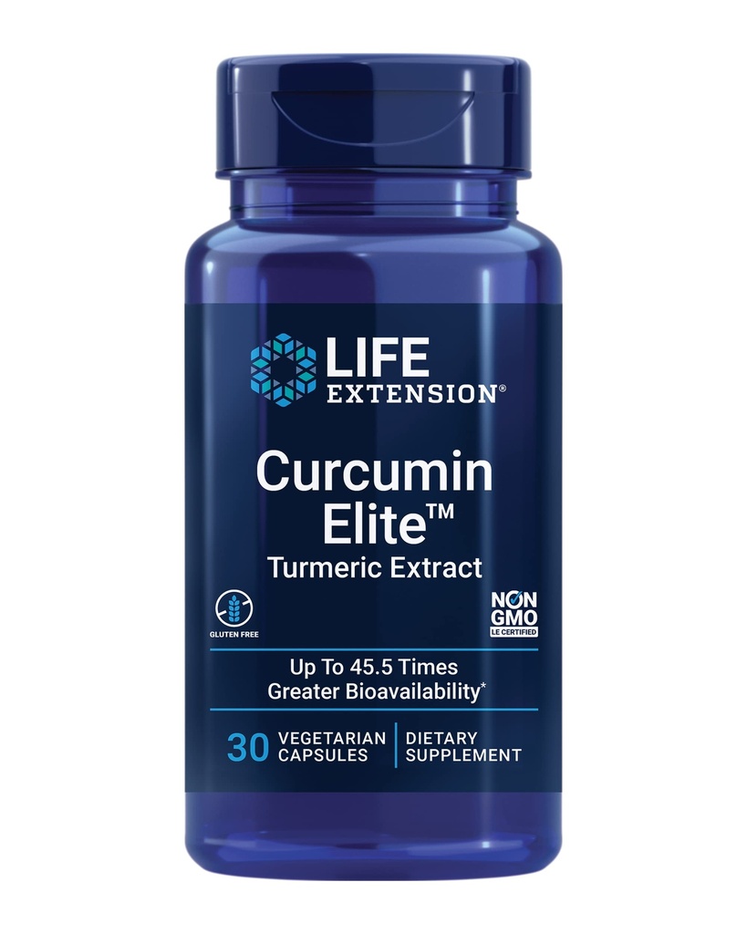 Life Extension Curcumin EliteTM Turmeric Extract, 500 mg, curcuminoider, gurkmeloner, Fenugreek, Inflammation Health Support, Heart & Immune Support, Gluten-Free, Non-GMO, Vegetarian, 30 kapslar