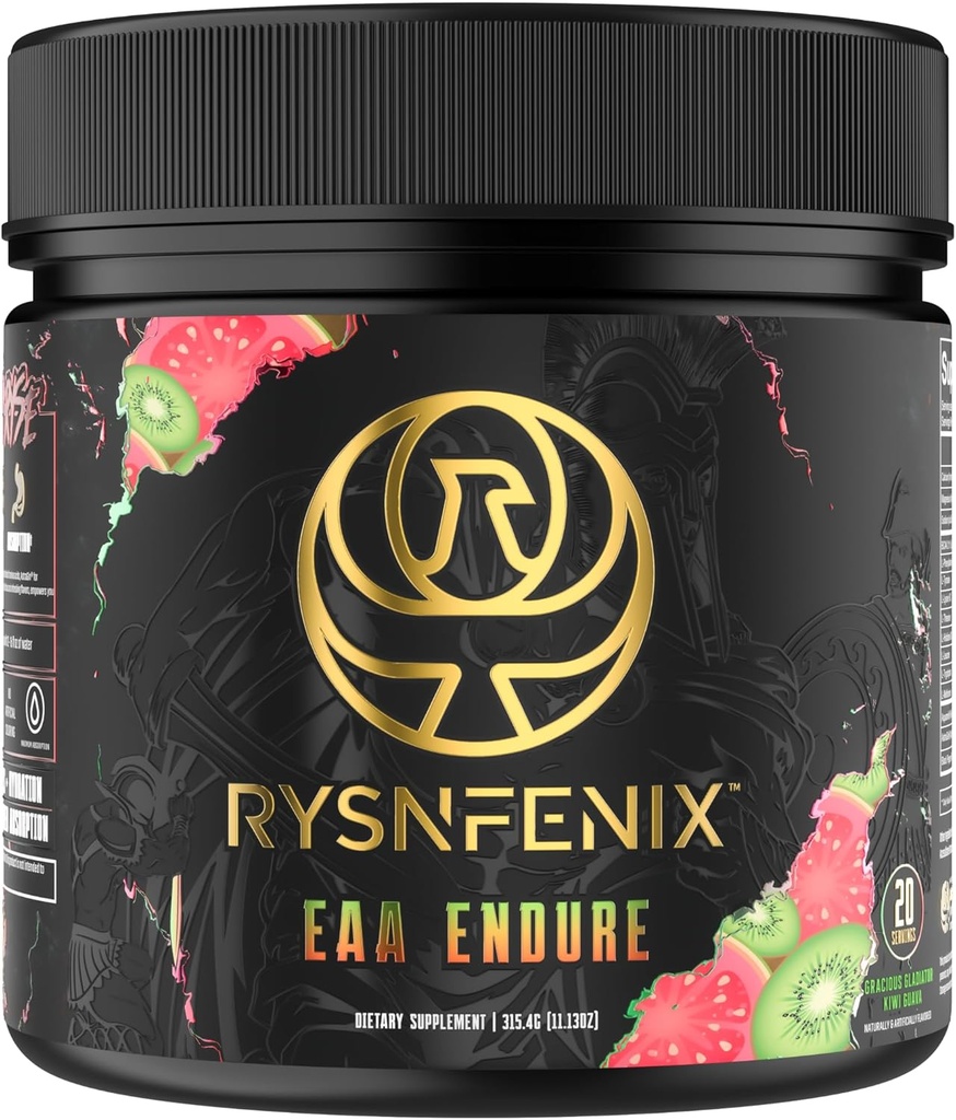 EAA Endure - 11g EAA + BCAA med Astragin & Black Pepper Extract för förbättrad Amino Acid Absorption & Aquamin Electrolytes för Hydration | 25 portioner (Kiwi Guava)