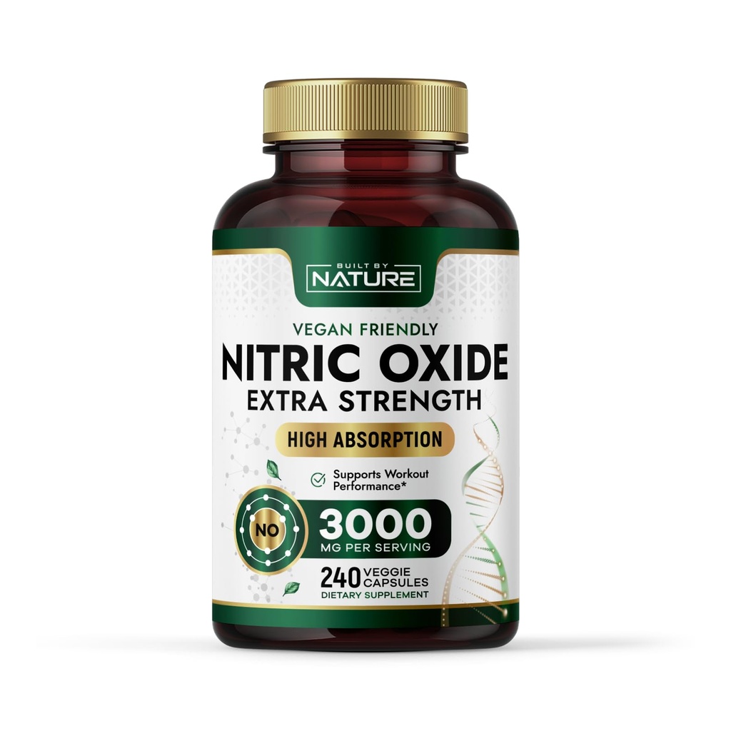Byggd av Nature Nitric Oxide Supplement 3000mg med L-Arginine och L-Citrulline - 240 kapslar