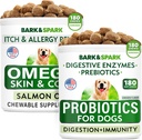 Dog Probiotics Chews + Omega 3 för hundar Bundle - Gas, Diarrhea, förstoppning, upprörd magbefrielse + allergi och nedre lättnad - Digestive Enzymes + Prebiotics + Omega 3 - Hud och Coat Support