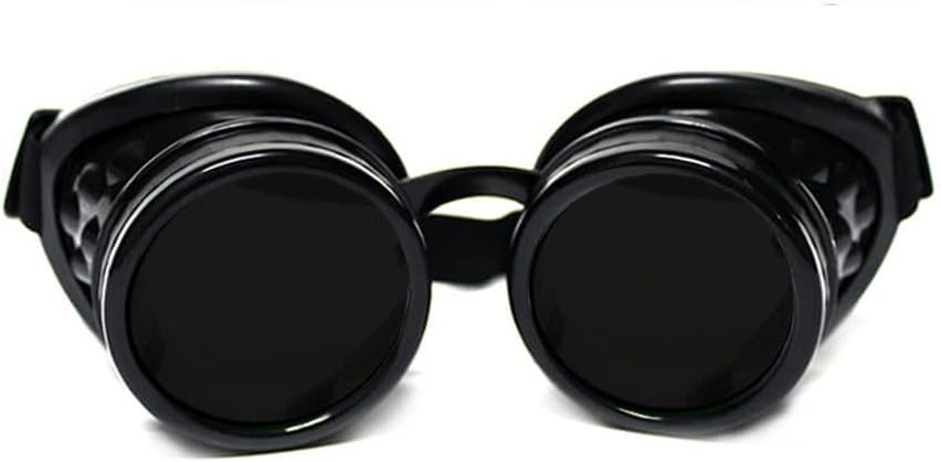 GloFX Steampunk Goggles Tinted - Rave EDM Festival Tillbehör - Gothic Cosplay Welder Goggles - Black Goggles med mörka Tint Lins