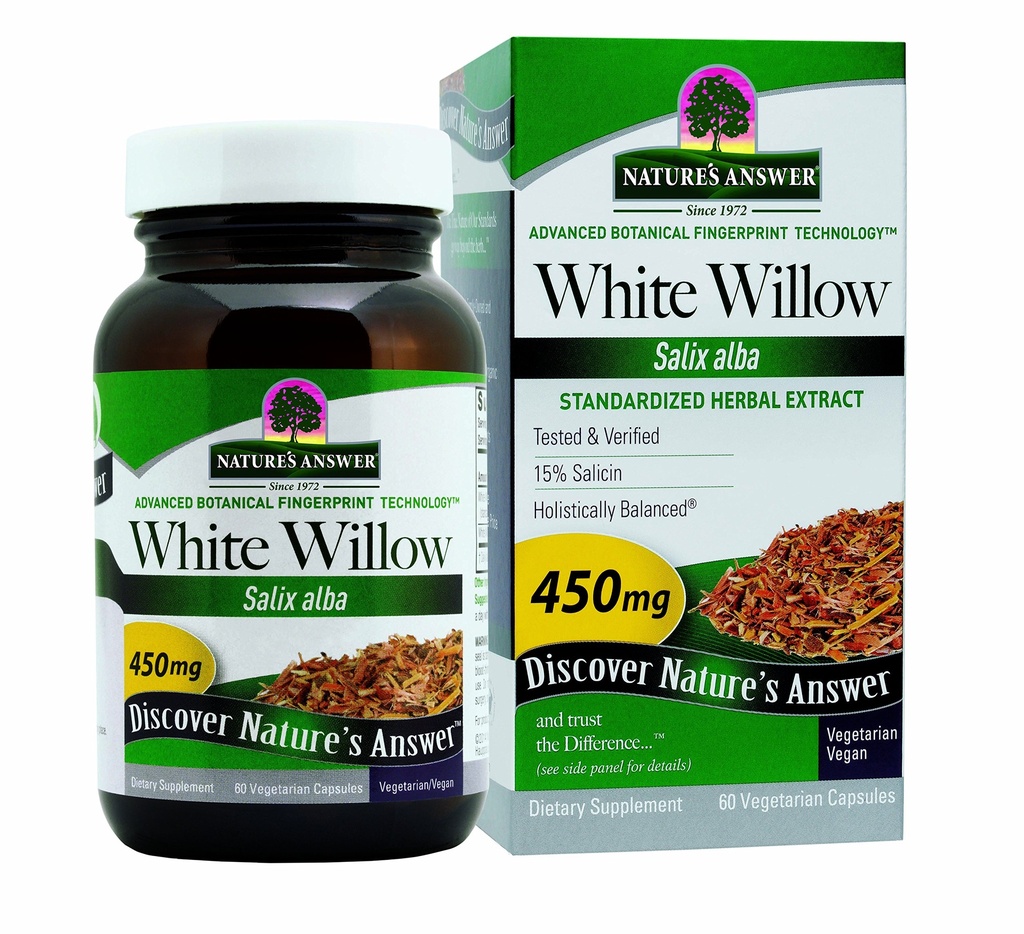 Naturens svar White Willow | Främjar övergripande hälsa och välbefinnande | Vegan, Gluten-Free, Non-GMO & Kosher Certified | 60ct