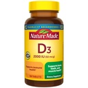 Nature Made Vitamin D3 2000 IE (50 mcg), Vitamin D Supplement för ben, tänder, muskel- och immunhälsostöd, 100 tabletter, 100 Day Supply