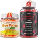 Bee Pollen för brösttillväxt Organic 1000mg + Vegan Super Methylated B Complex Vitamin Gummies för kvinnor