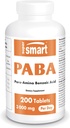 Supersmart - PABA Supplement 3000mg per dag (para-AminoBenzoic Acid) - Natur B Komplex Vitamin - Vattenlöslig PABA | Non-GMO & Gluten Free - 200 Tabletter