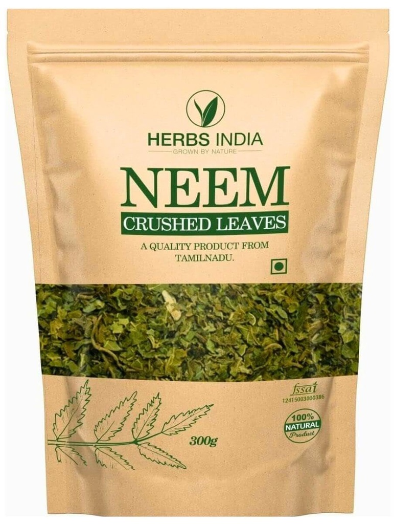 Neem Leaves Crushed (Inte pulver), bra att göra färsk Neem Leaf Tea 300 Gram (10,6 Oz), Herbal Supplements - HerbsIndia