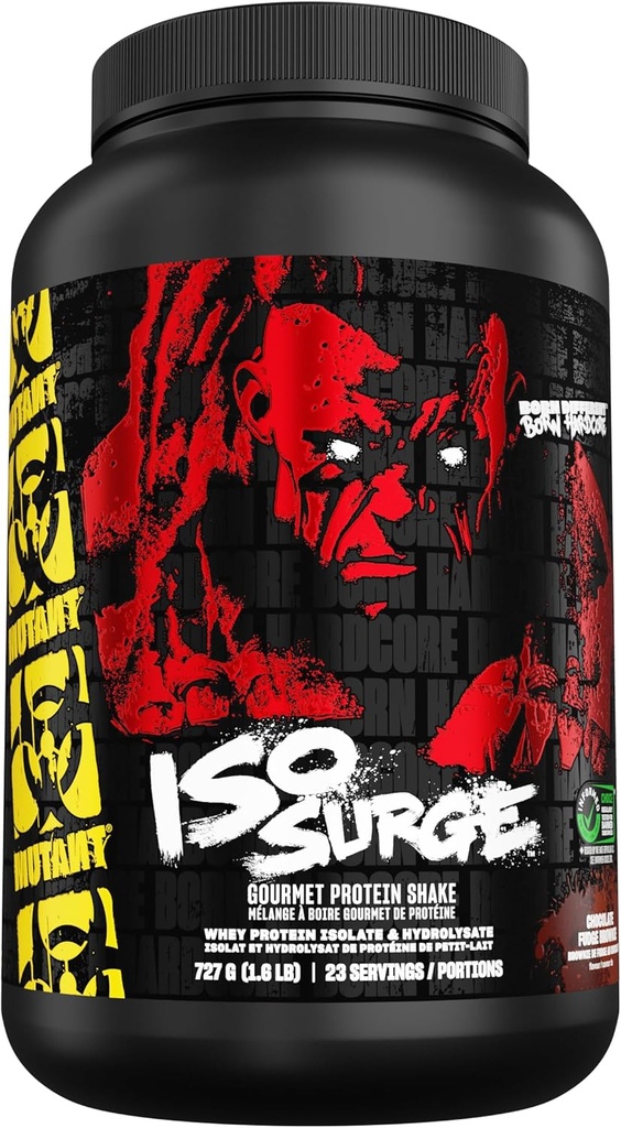 Mutant ISO Surge Whey Protein pulver fungerar snabbt för att hjälpa till att återställa, bygga muskler, bulk och styrka, 1,6 lb - Chocolate Fudge Brownie