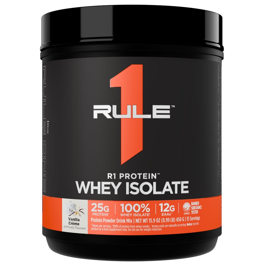 Regel 1 R1 Protein Whey Isolate - med 25g Protein & 6g BCAA exklusivt från Isolated & Hydrolyserade källor för träningsåterhämtning (1 pund *, Vanilla Creme)