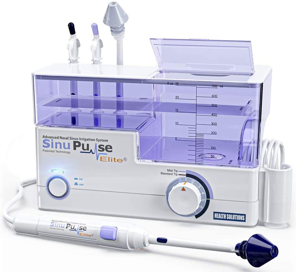 SinuPulse Elite Advanced Nasal Irrigation System med 30 SinuAir Saline Packets, Pulserande Nasal Congestion Relief & Sinus Rinse Machine, mer effektiv än Neti Pot eller Nose Spray