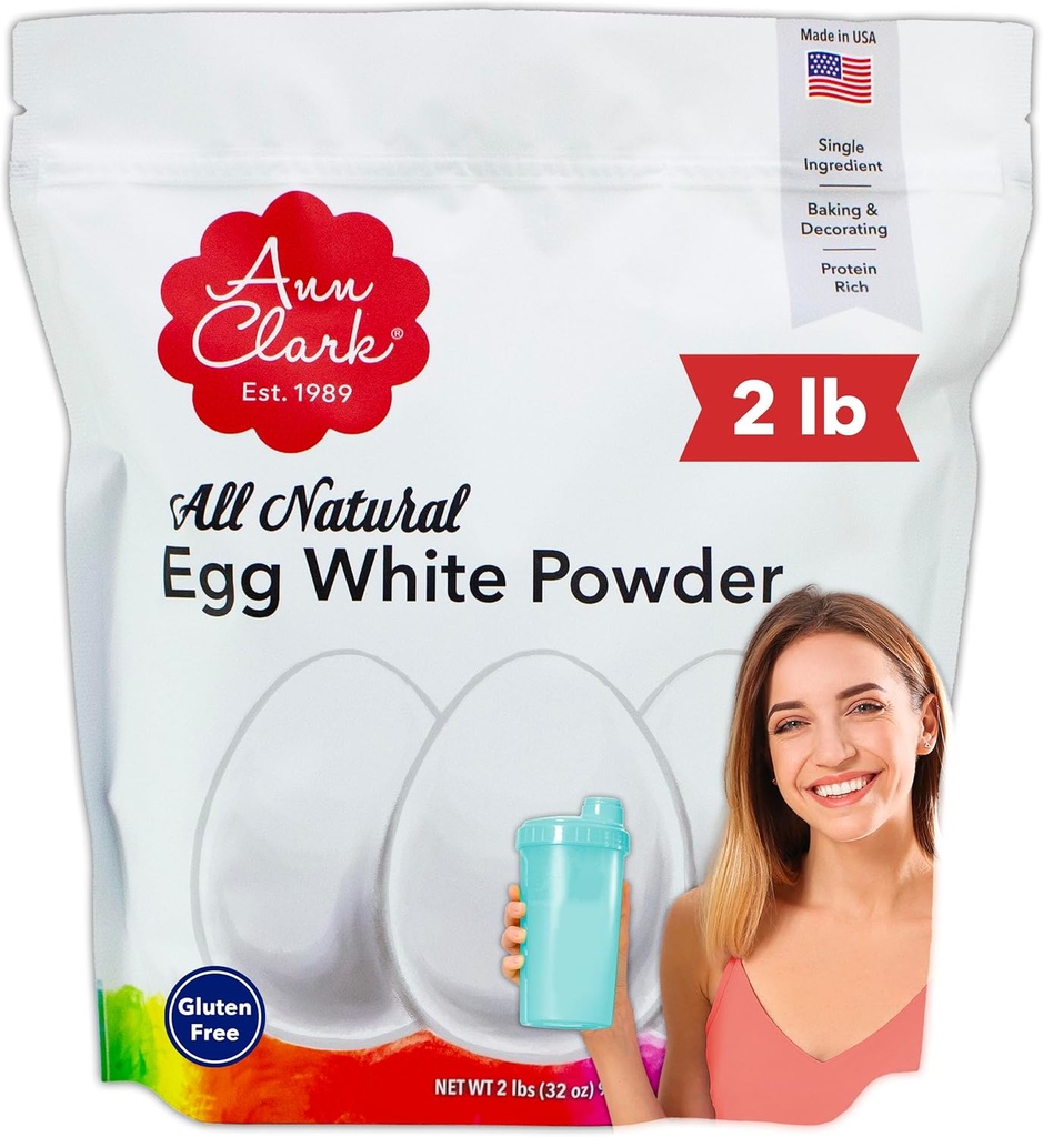 Ann Clark All Natural 100% äggvitt proteinpulver tillverkad i USA, 2 Lbs