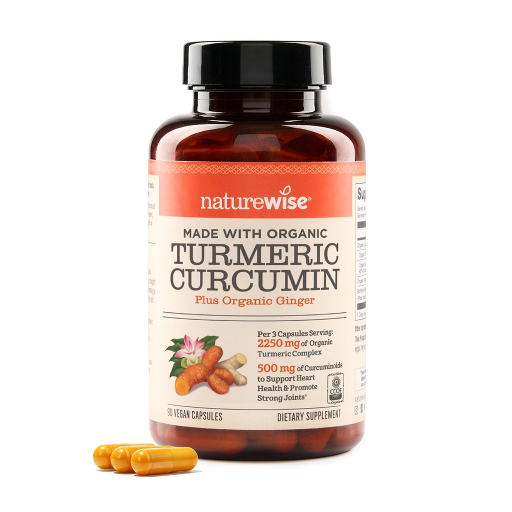 NatureWise Curcumin Turmeric 2250mg - 95% Curcuminoids & BioPerine Black Pepper Extract för Advanced Absorption - Daglig Joint och Immune Health Support - Vegan, icke-GMO, 90 Count [30-Day Supply]