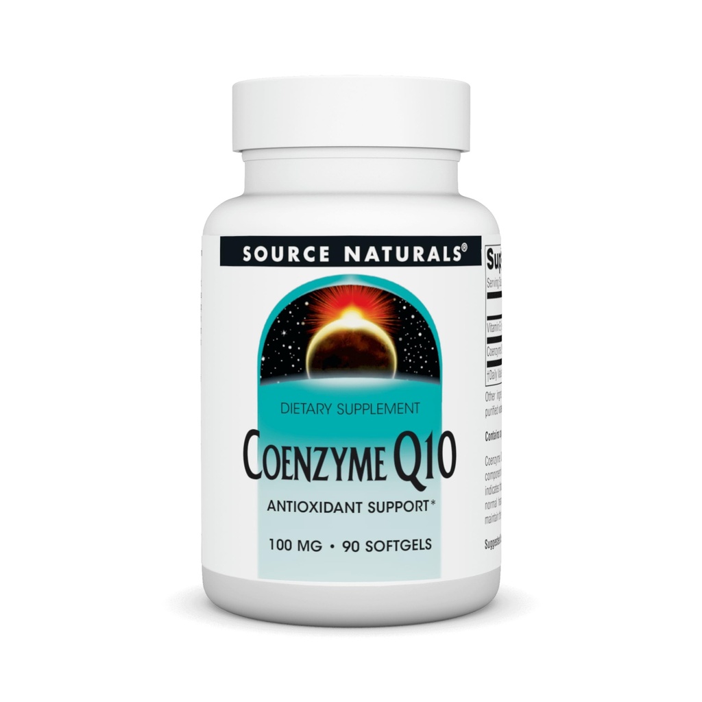 Källa Naturals Coenzyme Q10 Antioxidant Support 100 mg för hjärta, hjärna, immunitet och leverstöd* - 90 Softgels