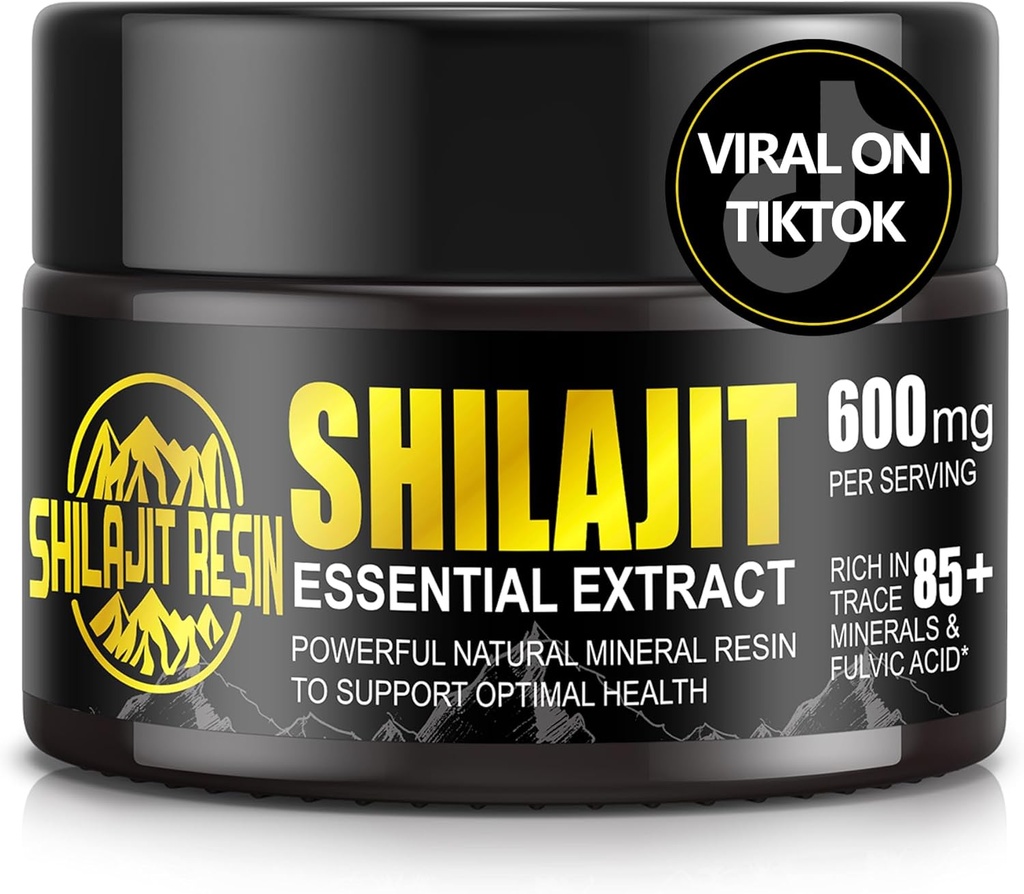 Boysea Shilajit Pure Himalayan Organic Shilajit Resin - Gold Grade 100% Shilajit Supplement - Natural Shilajit Resin med 85 + Trace Minerals & Fulvic Acid för Focus & Energy, Immunity, 50 Grams