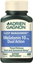 Adrien Gagnon - Melatonin 10mg, Dual Action Time Release Melatonin för djup sömn, naturliga sömnhjälpmedel för vuxna extra styrka, 60 Vegan Melatonin snabbt lösa tabletter