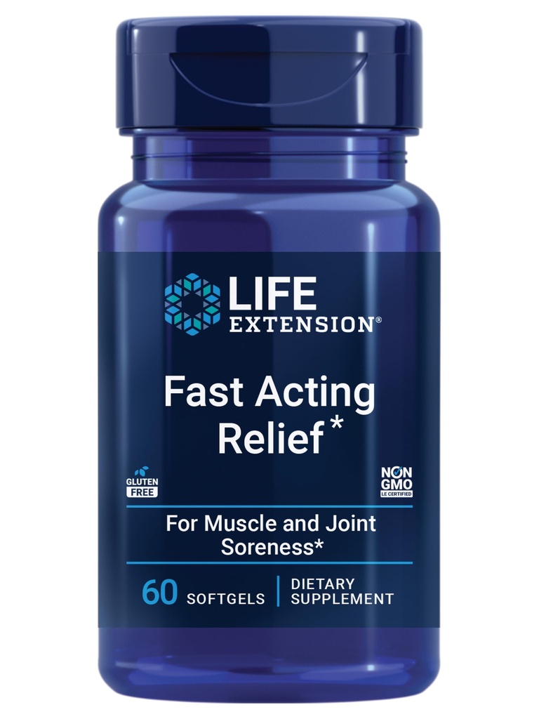 Life Extension Fast Acting Relief, Black Sesame Seeds, Turmeric, Boswellia, Joint Support Supplement, Snabb Relief för obehag i Bones, Joints & Muscles, Gluten-Free, Non-GMO, 60 Softgels