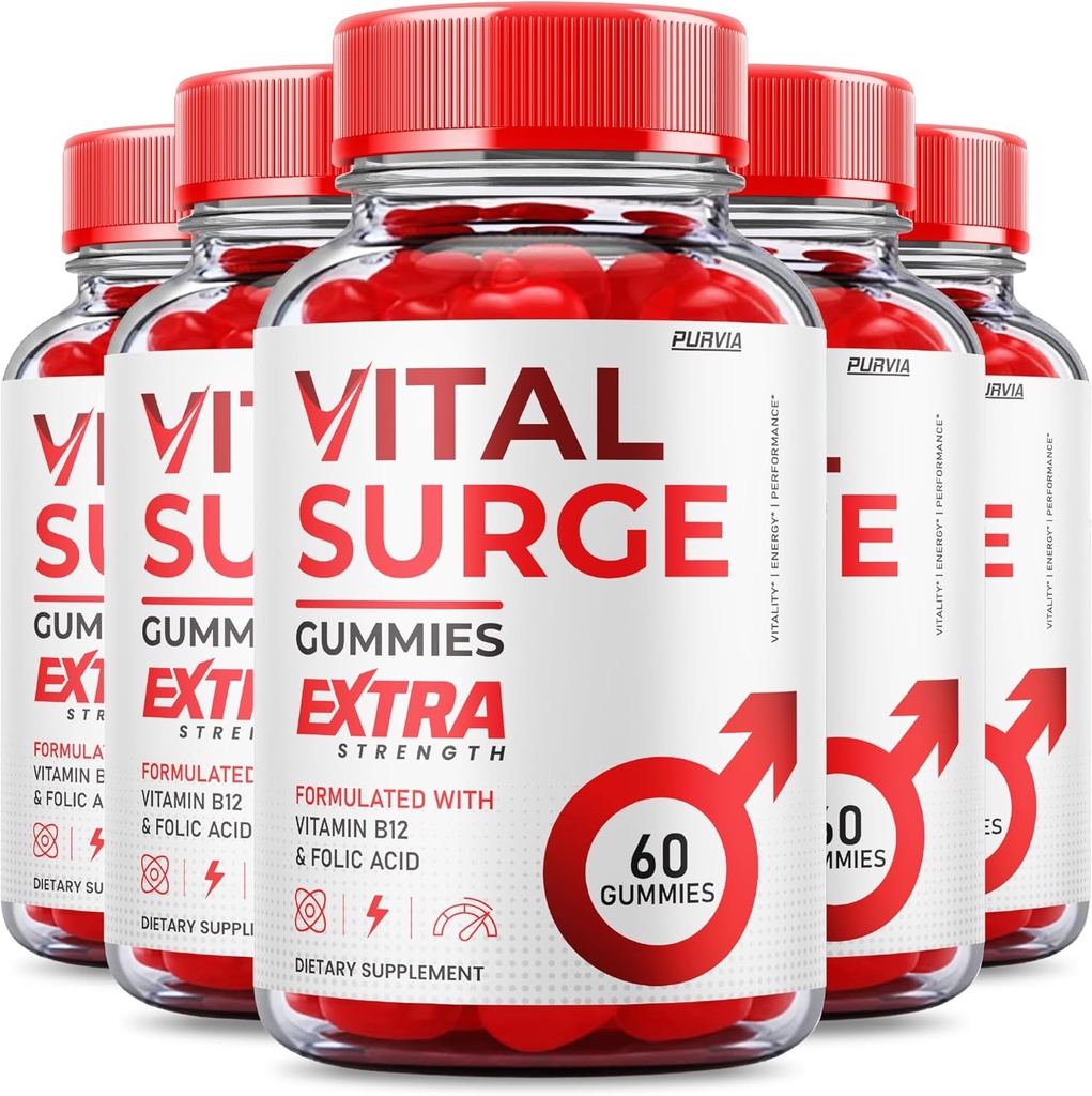 (5 Pack) Vital Surge Gummies - Officiell formel - Maximal styrka Vital Surge Gummies, Vitalsurge Vitamin Supplement Gummies Advanced Wellness Support, Vital Surge Gummies Made in USA (300 Gummies)