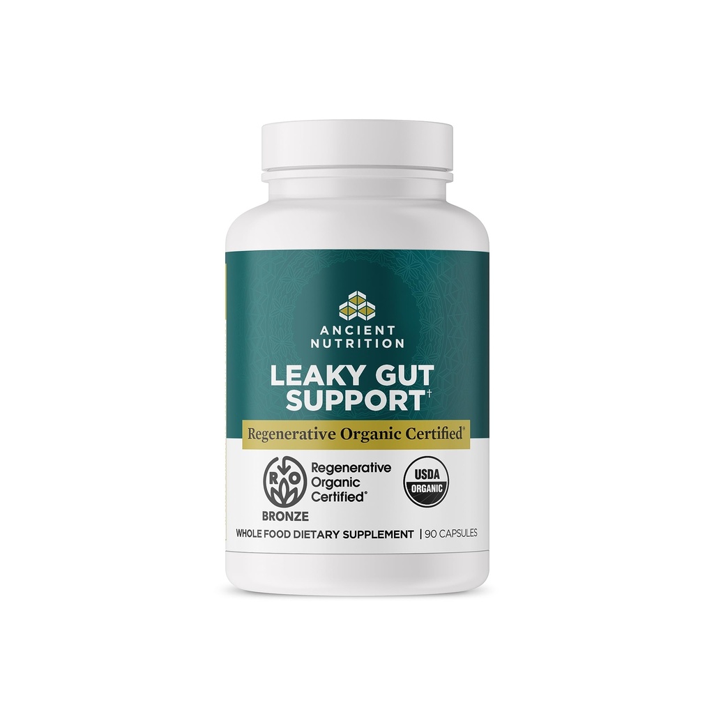Ancient Nutrition Gut Health Supplement, Regenerative Organic Certified Leaky Gut Capsules, Formulated with Lion’s Mane, Fermented Licorice Root and Spearmint, Gluten Free, Paleo and Keto Friendly, 90