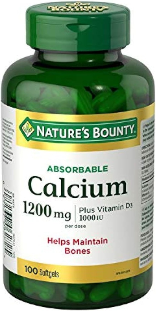 Naturens Bounty Absorbable Calcium 1200mg plus vitamin D3 1000IU 100 räkna