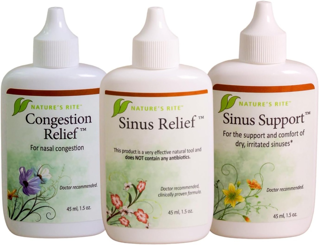 Natures Rite Sinus TrilogyTM, 3 flaskpaket, 1,5 oz. (45 ml) Varje - Portabel, All-Natural Sinus Spray - Non-Addictive Relief for Allergy & Pollution Irritation - Moisturizes & Soothes Sinus Tissue