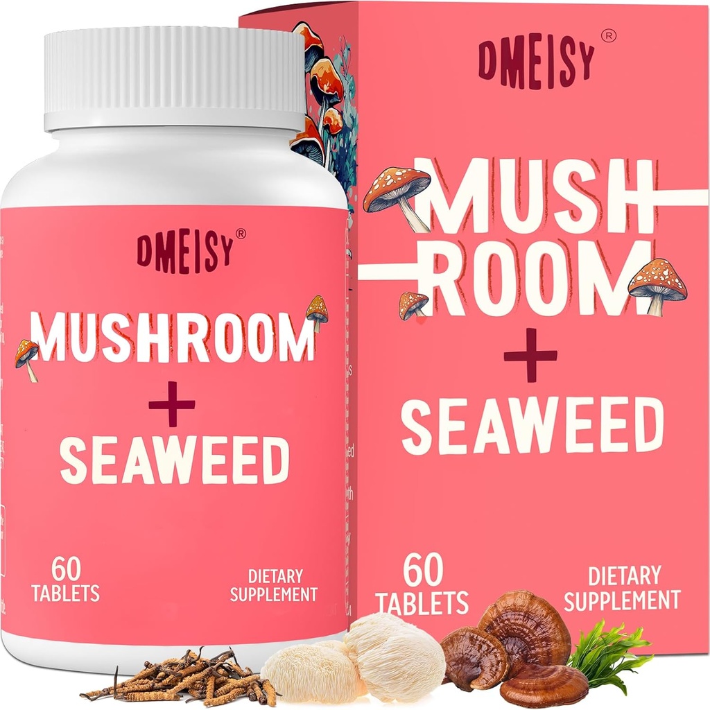 Sublingual Mushroom Complex, 18-i-1 Mushroom Supplement, Lions Mane, Reishi, Turkiet Tail & More - Hjärntillskott för minne och fokus, minnestillskott, energi, humör, immunitet, 60 tabletter