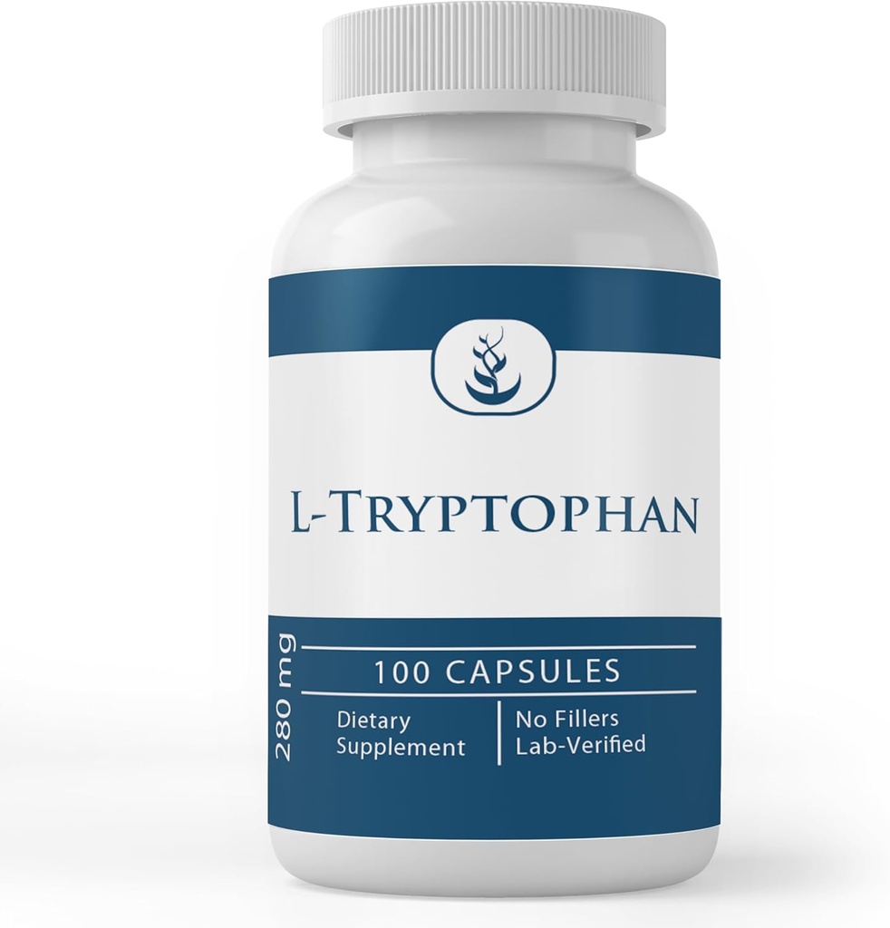 Rena originalingredienser L-Tryptophan (100 kapslar) Alltid rena, inga tillsatser eller fillers, Lab Verified