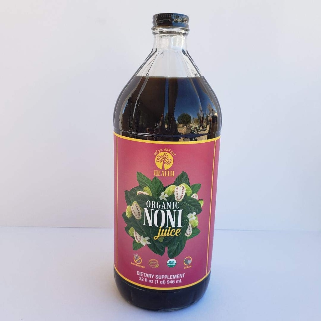 Organisk Endast NONI 100% ren fruktjuice 32oz (1qt) GLASS flaska - Flavanol, mineral och vitamin Rich 30g Hel Noni Superfruit Per 1oz - Glutenfri