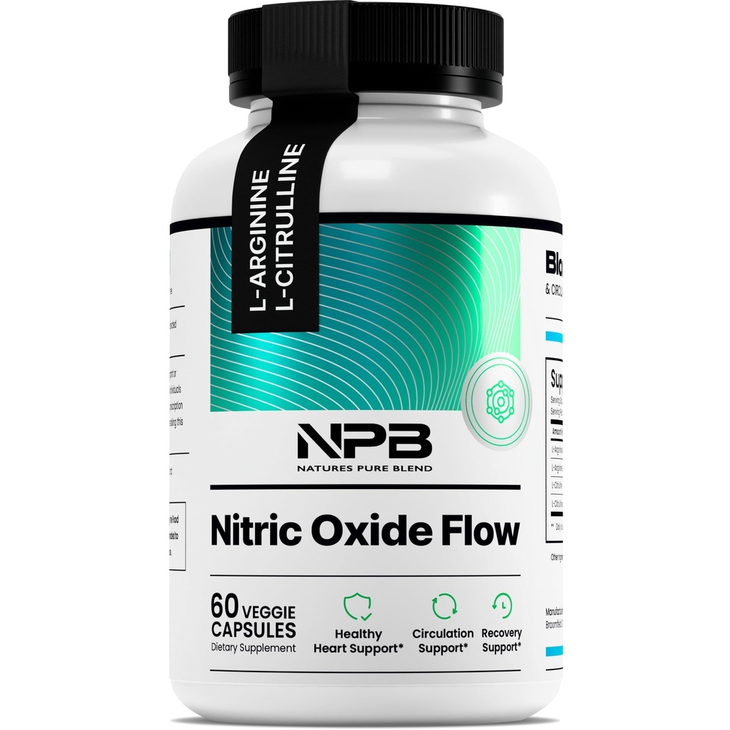 Naturens rena Blend Nitric Oxide Supplements for Men - L-Arginine L-Citrulline - Heart Support & Flow Circulation Booster - 1500MG L Arginine och L Citrulline, Preworkout, Bodybuilding