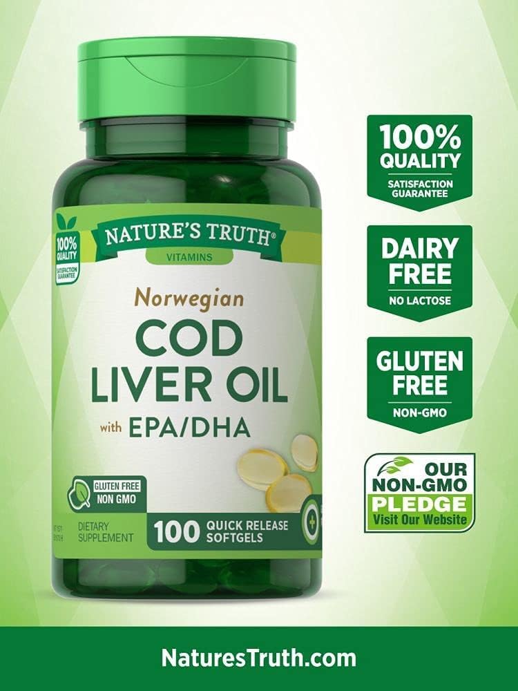Naturens sanning norska torskleverolja kosttillskott - 100 Softgels, pack av 6