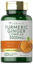 Carlyle Turmeric och Ginger Supplement 3000 mg | 120 Softgel Capsules | Turmeric Curcumin Complex | med Black Pepper Extract | Non-GMO, Gluten Free