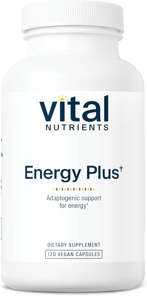 Vital Nutrients Energy Plus | Nonstimulatory Herbal Energy Support | Främjar mental och fysisk uthållighet | Adaptogent stöd för stress | Gluten, Dairy, Soy Free | Non-GMO | 120 kapslar
