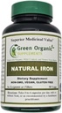 (Pack of 1) Green Organic Supplements' Iron, 2000mg Organic Iron Capsules, 90, Hand Made, Vegan, Non-GMO och Gluten Free Natural Iron Capsules