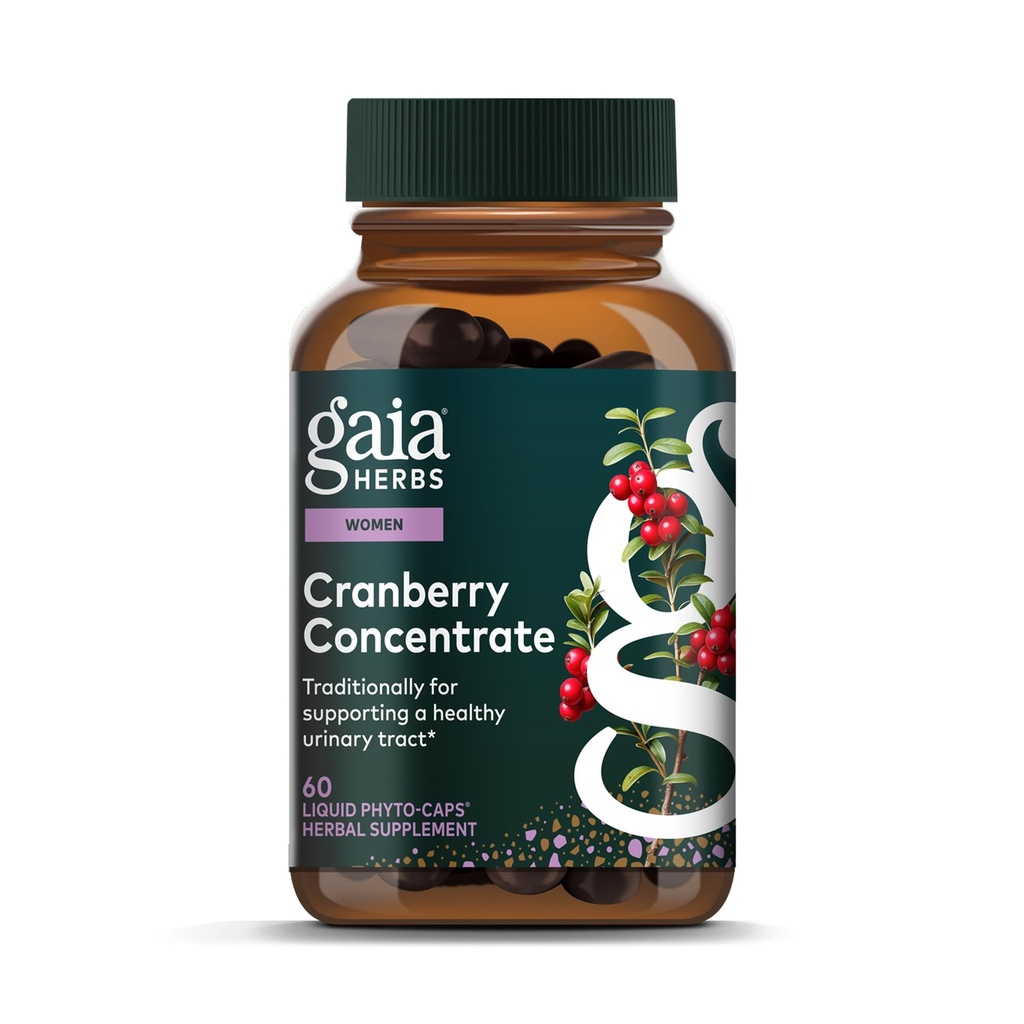 Gaia Herbs Cranberry Concentrate - Hjälper till att upprätthålla urinvägshälsa - Tillverkad med organisk tranbärsfruktjuiceextrakt i bekväma kapslar - 60 Vegan flytande fyto-kapslar (30-dagars leverans)