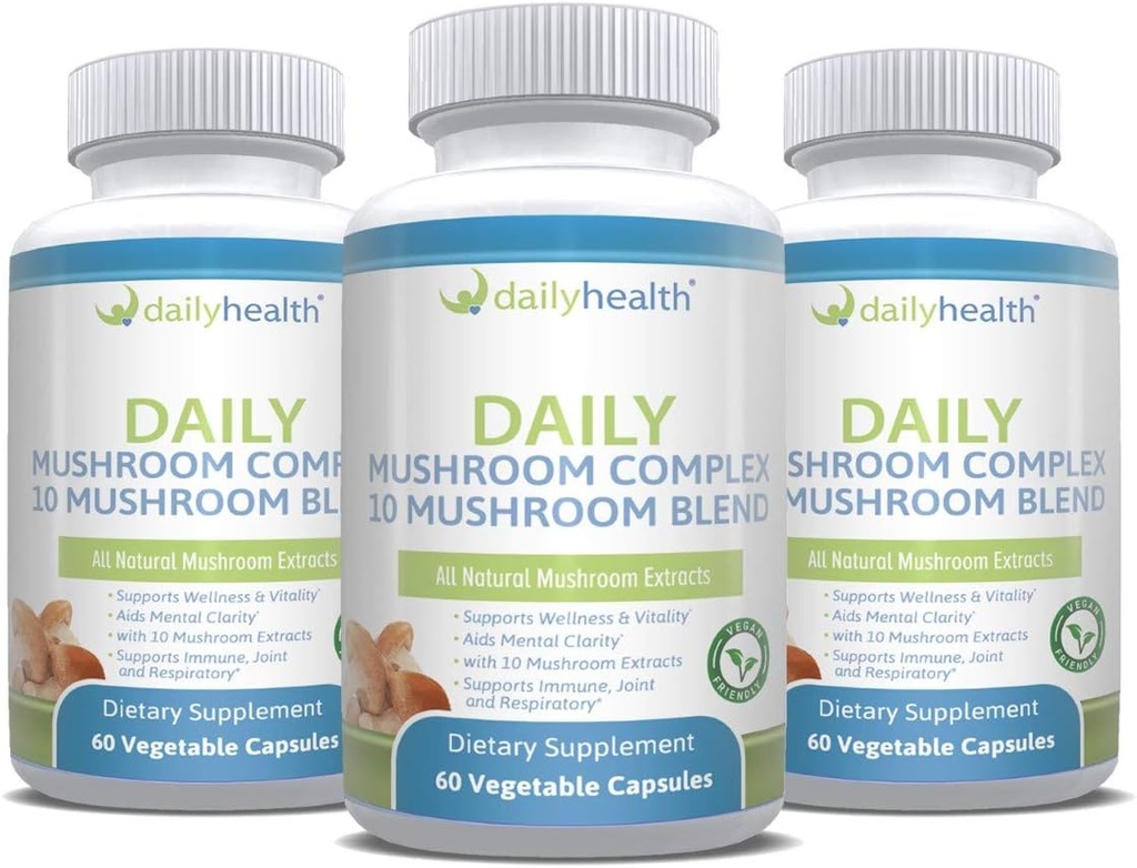 Daglig Hälsa 10 Svamp Blend Komplex Alla Naturliga Extrakt Veganvänliga 180 Veg kapslar
